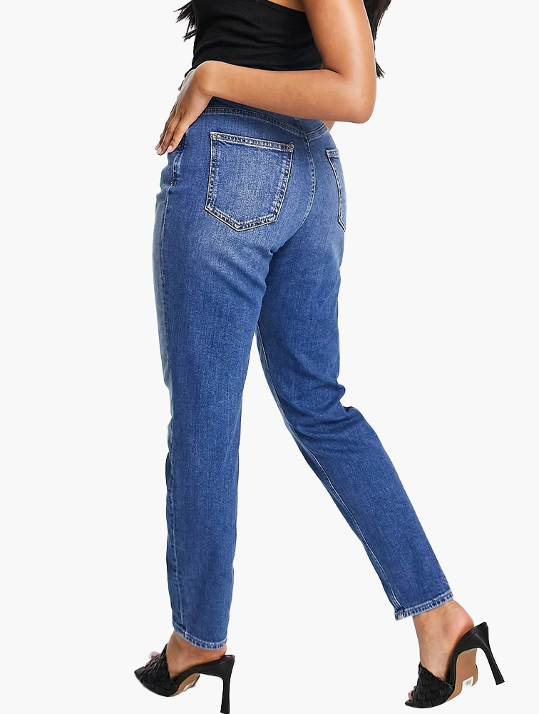 MyRunway | Shop ASOS Midwash Blue High Rise Farleigh Slim Mom Jeans for ...