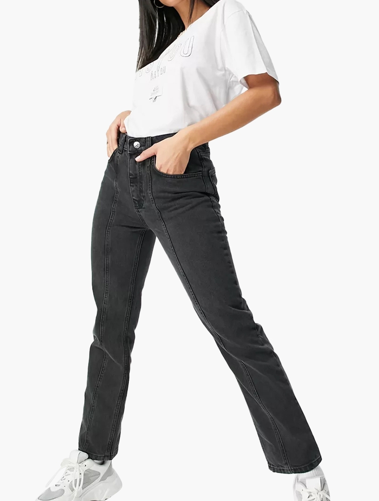 MyRunway | Shop AsYou Washed Black Seam Detail Slim Mom Jeans for Women ...