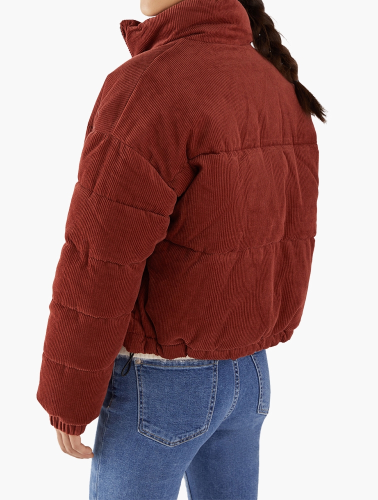 Red corduroy puffer jacket top