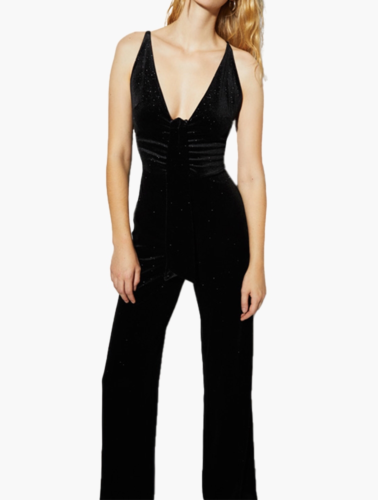MyRunway Shop Bershka Black Cross Back Jumpsuit for Women from