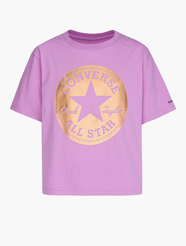 Shine Print Boxy T-Shirt (Big Kids) Converse Beyond Pink / LG (Big Kid)