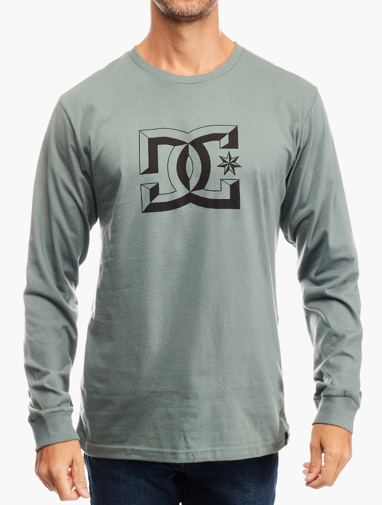 MyRunway | Shop DC Shoes Green Star Dimension LS Tee for Men from ...