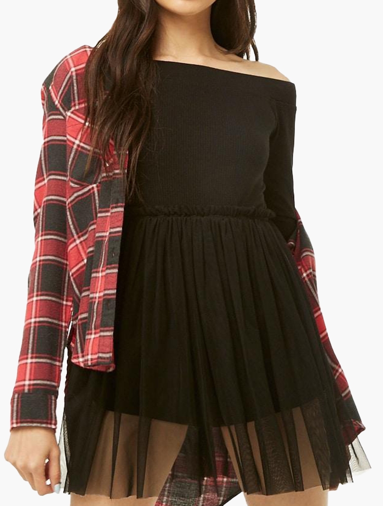 Forever 21 black off the sale shoulder dress