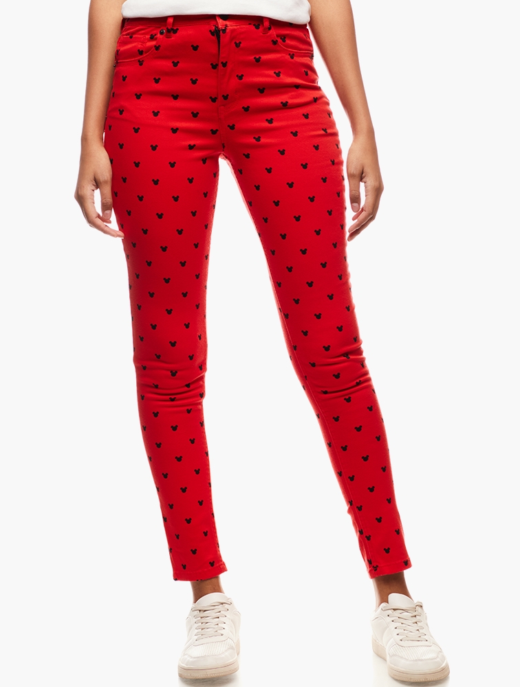 MyRunway | Shop Forever 21 Red Heart Print Slim Legs Trousers for Women ...