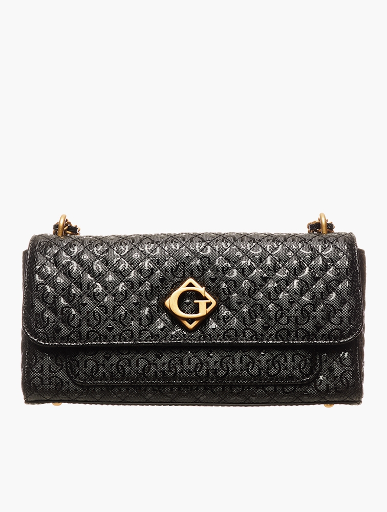 Shop GUESS Black Nerina Convertible Crossbody Flap Bag for Women
