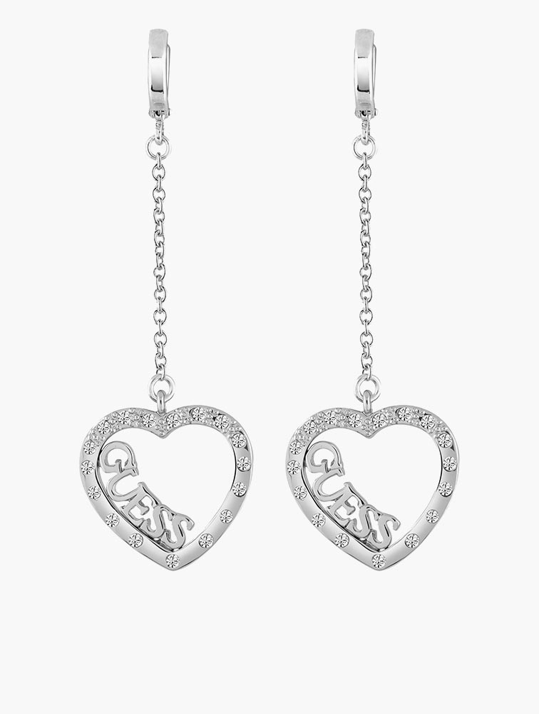 Guess silver sale heart earrings