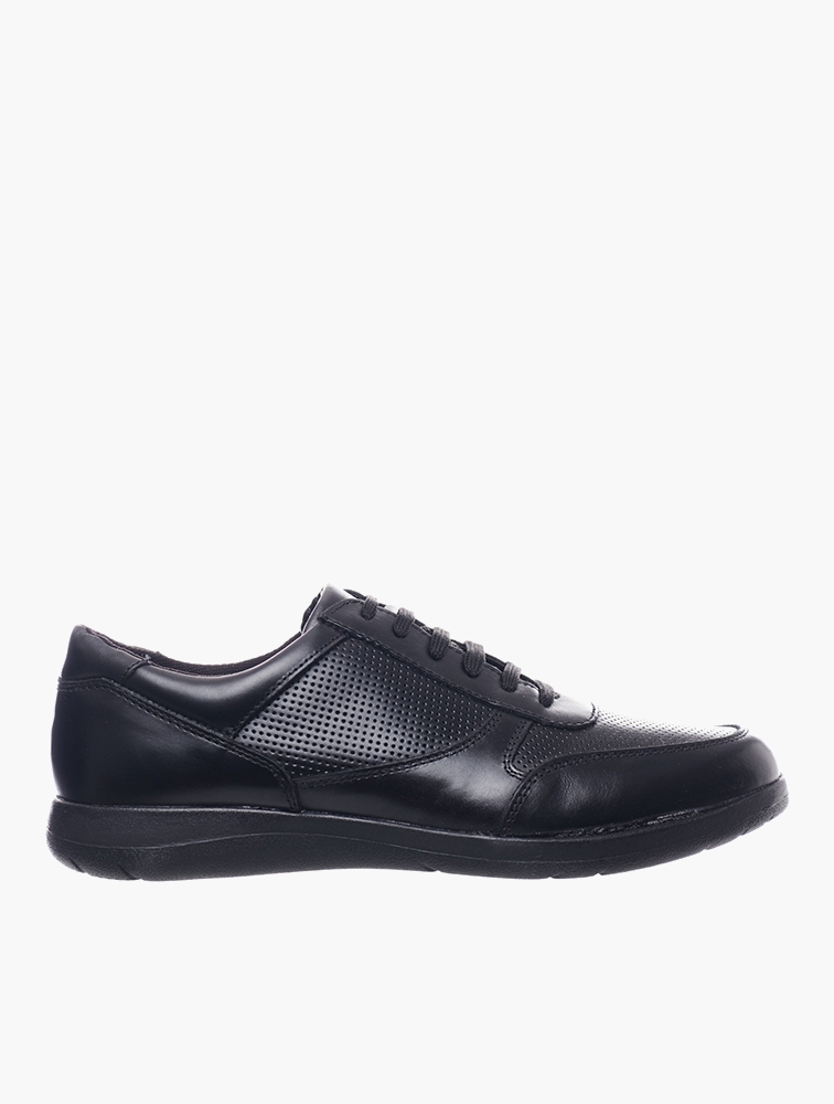 MyRunway | Shop Hush Puppies Black Oberyn Cow Leather Lace Up Sneakers ...