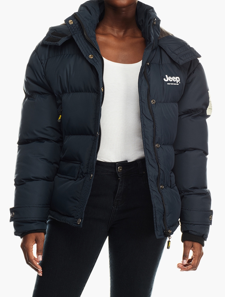 MyRunway | Shop Jeep Navy Fashion Puffer Jacket for Women from MyRunway ...