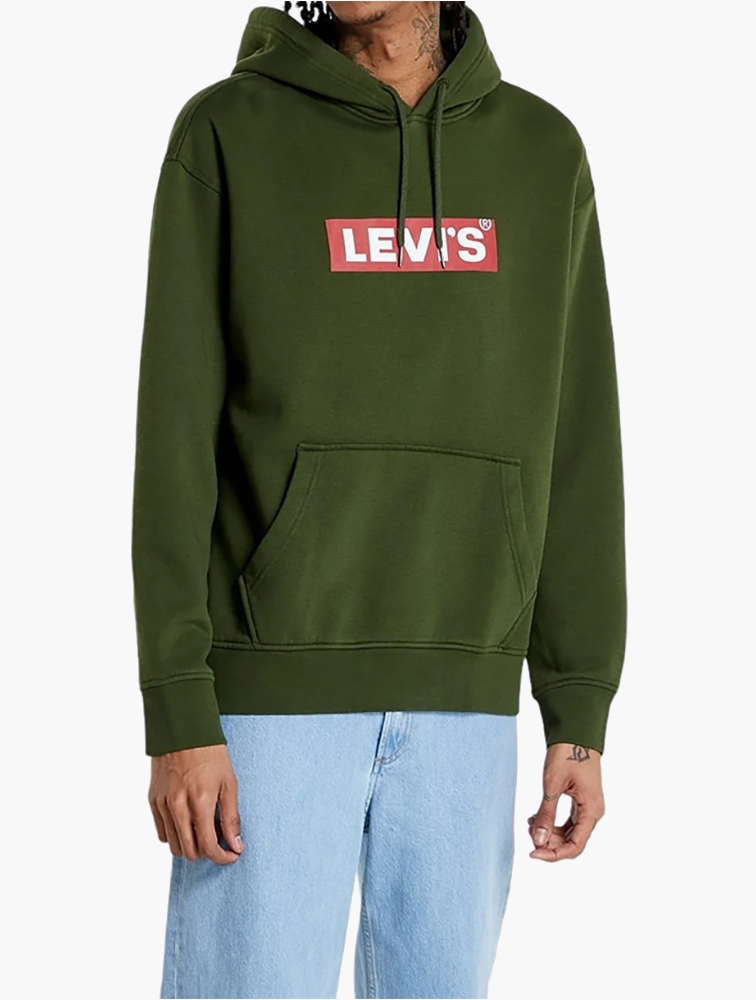 MyRunway | Shop Levi's Mossy Green Relaxed Graphic Hoodie for Men from ...