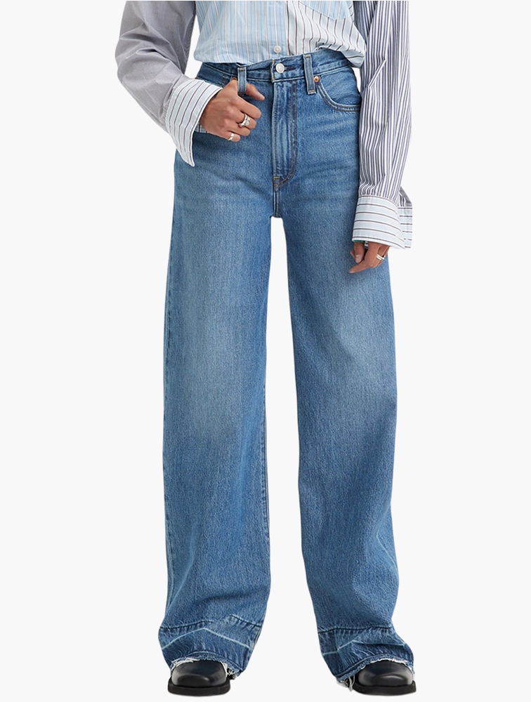 Levi's: Blue Ribcage Wide Leg Jeans