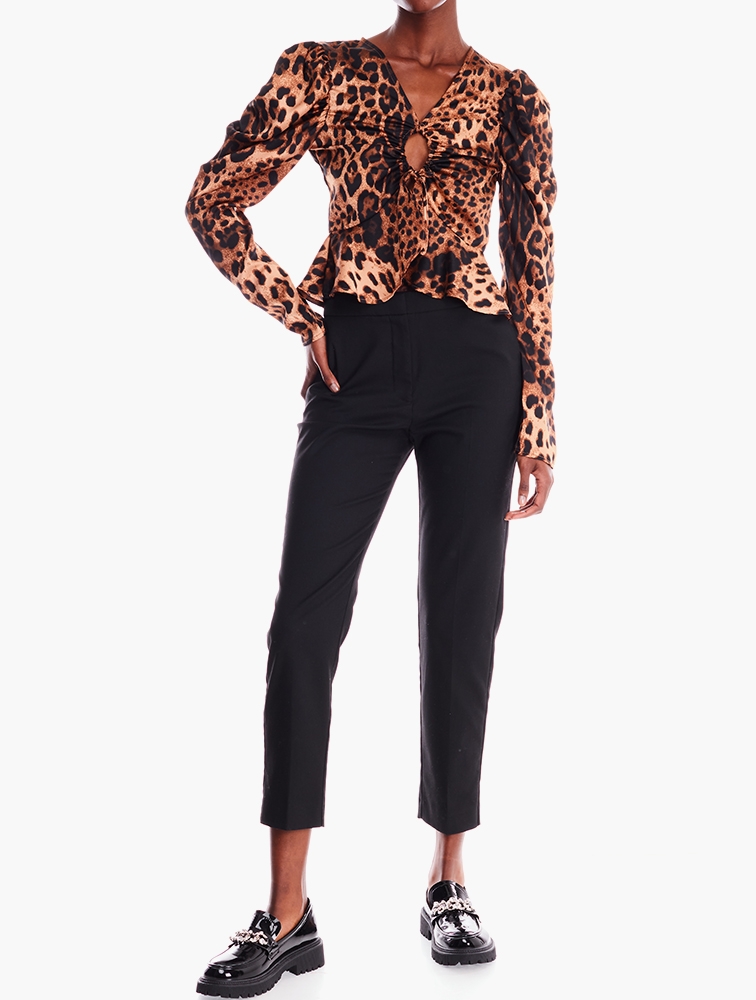 MyRunway | Shop Missguided Brown Leopard Print Puff Sleeve Blouse for ...