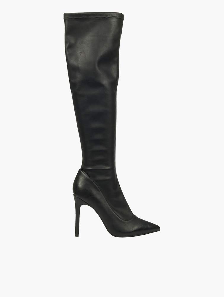 MyRunway | Shop Miss Black Black Boss 7 Faux Leather Boots for Women ...