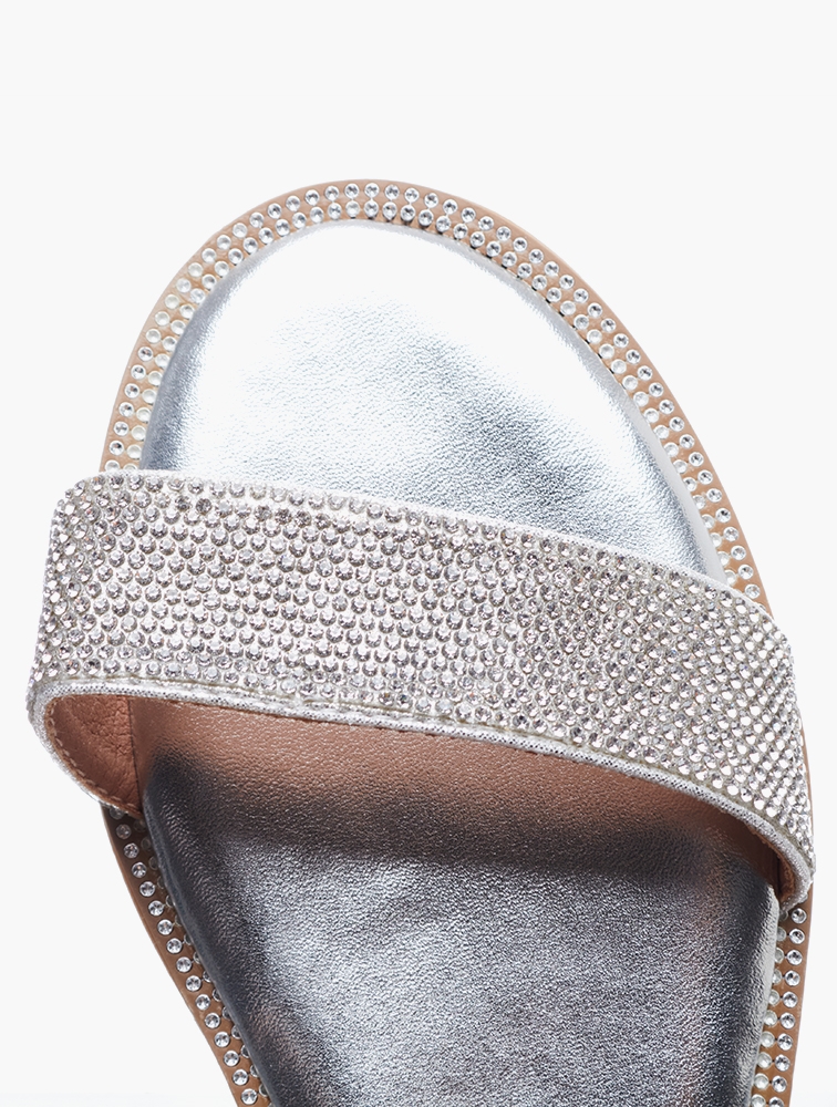 MyRunway | Shop Miss Black Silver Murano 14 Denim Sandals for Women ...