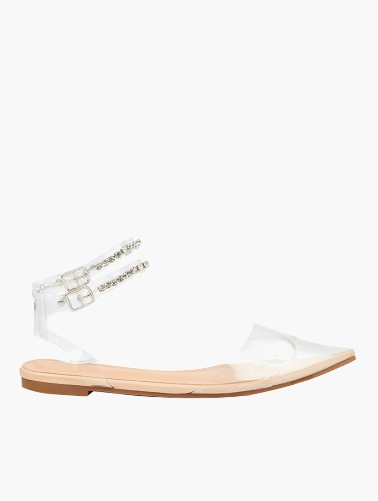 Clear ankle strap flat clearance sandals