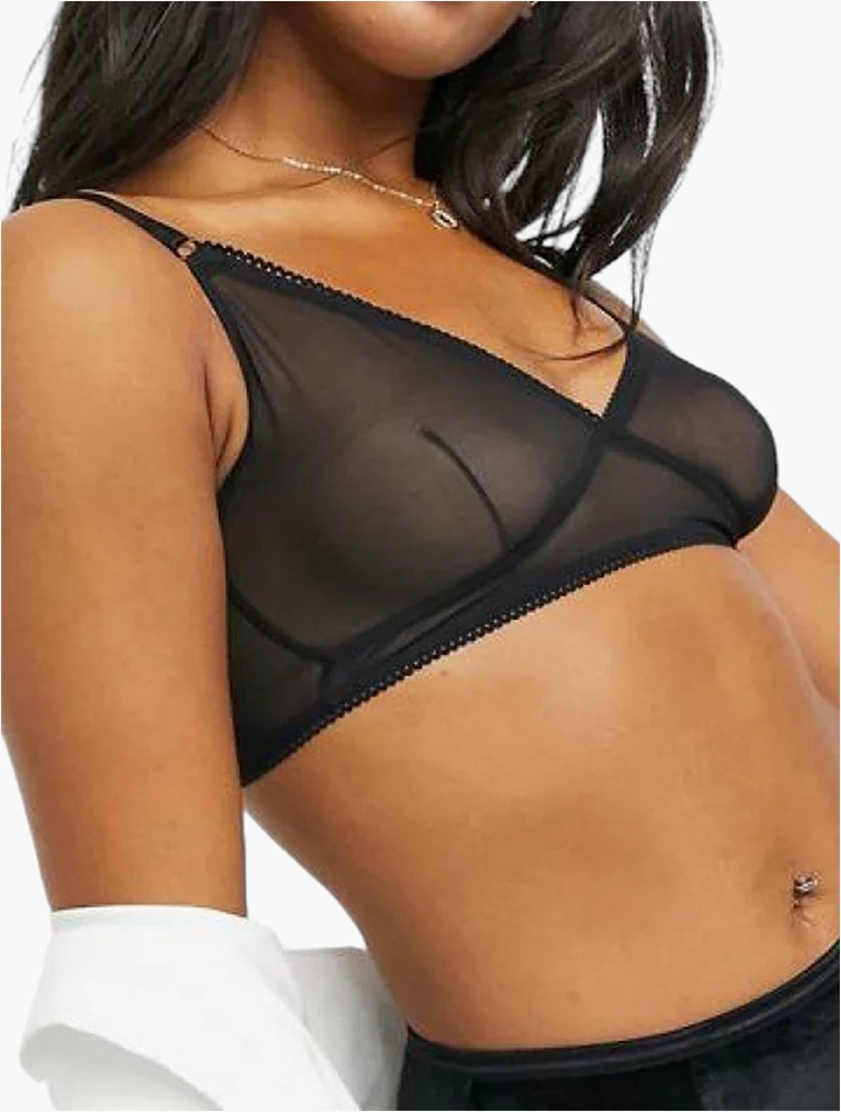 Monki sheer bra & brief set in black
