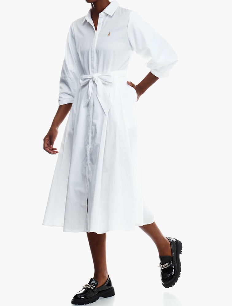 MyRunway | Shop Polo White Layla Belted Shirt Dress for Women from ...