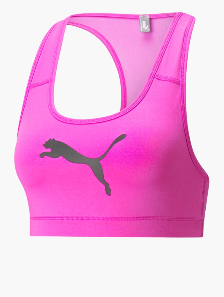 Puma Women's 4Keeps Medium Impact Sports Bra, Coral, Large 