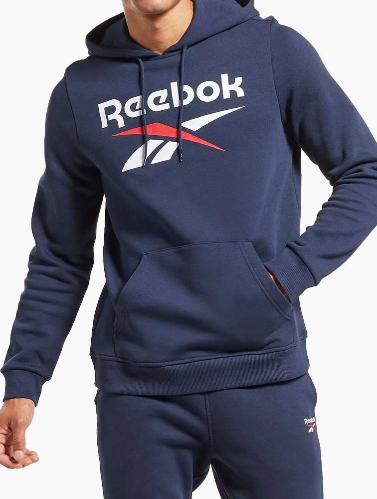 Reebok Identity Fleece Stacked Logo Pullover Hoodie in WHITE