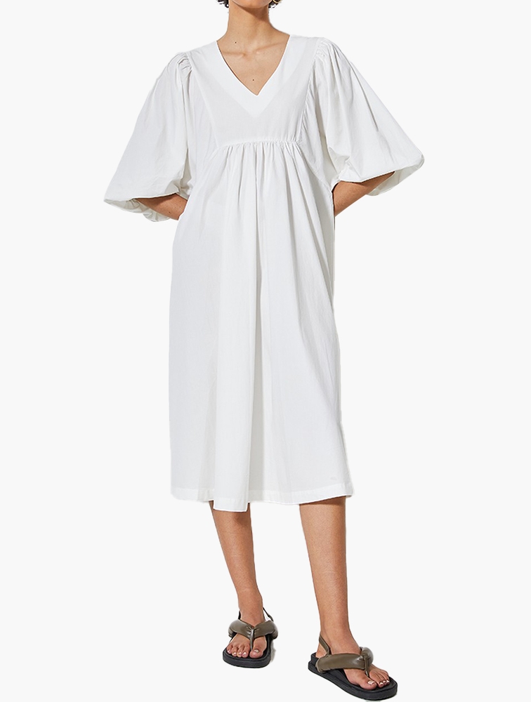 MyRunway | Shop Superbalist Label V-neck exaggerated slv dress - white ...