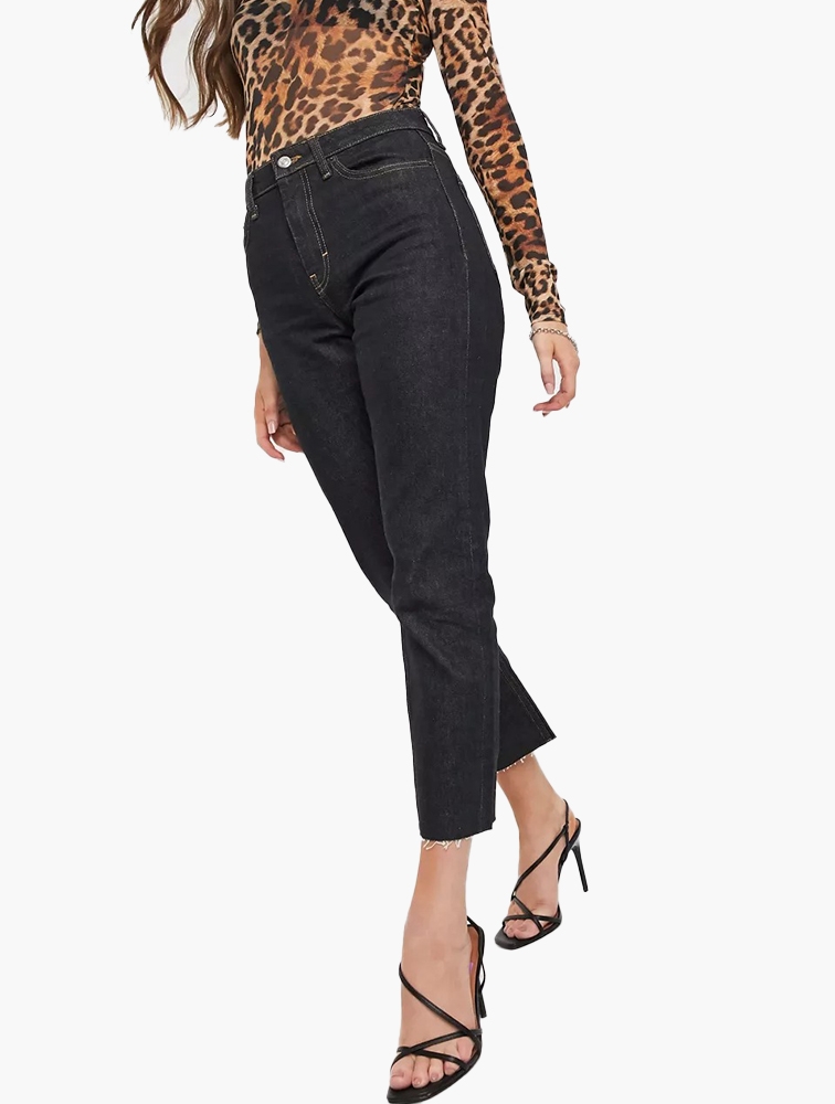 Womens black frayed 2025 hem jeans