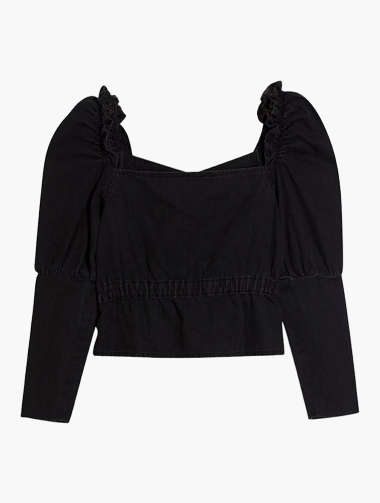 MyRunway | Shop TOPSHOP Black Ruched Long Sleeve Blouse for Women from ...