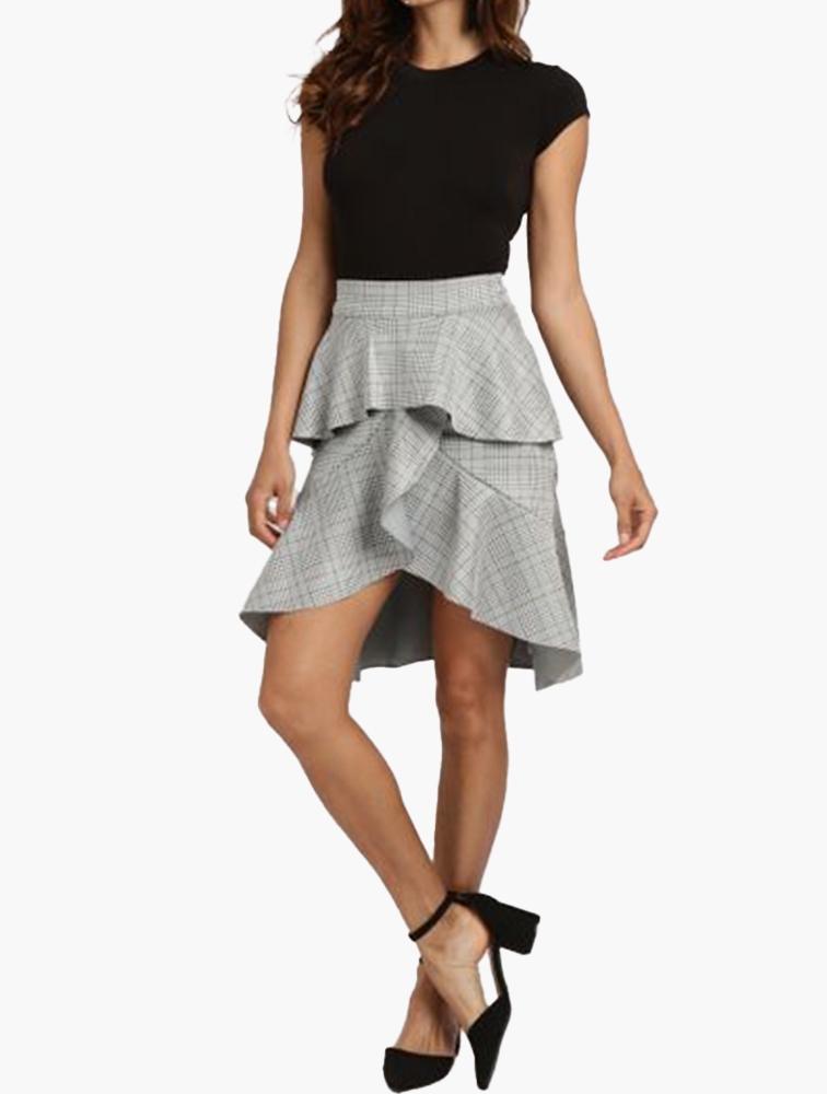 MyRunway | Shop Utopia Check Printed Ruffle Scuba Skirt for Women from ...