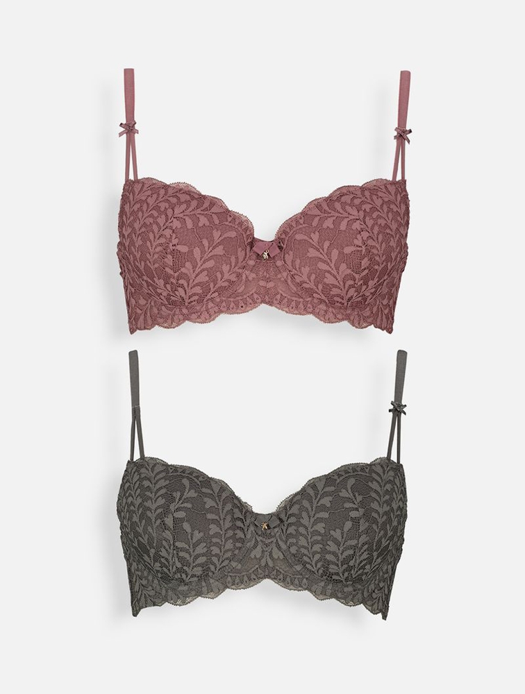 Shop Woolworths Mauve Floral Lace Padded Balconette Bras 2 Pack for Women  from  - MyRunway