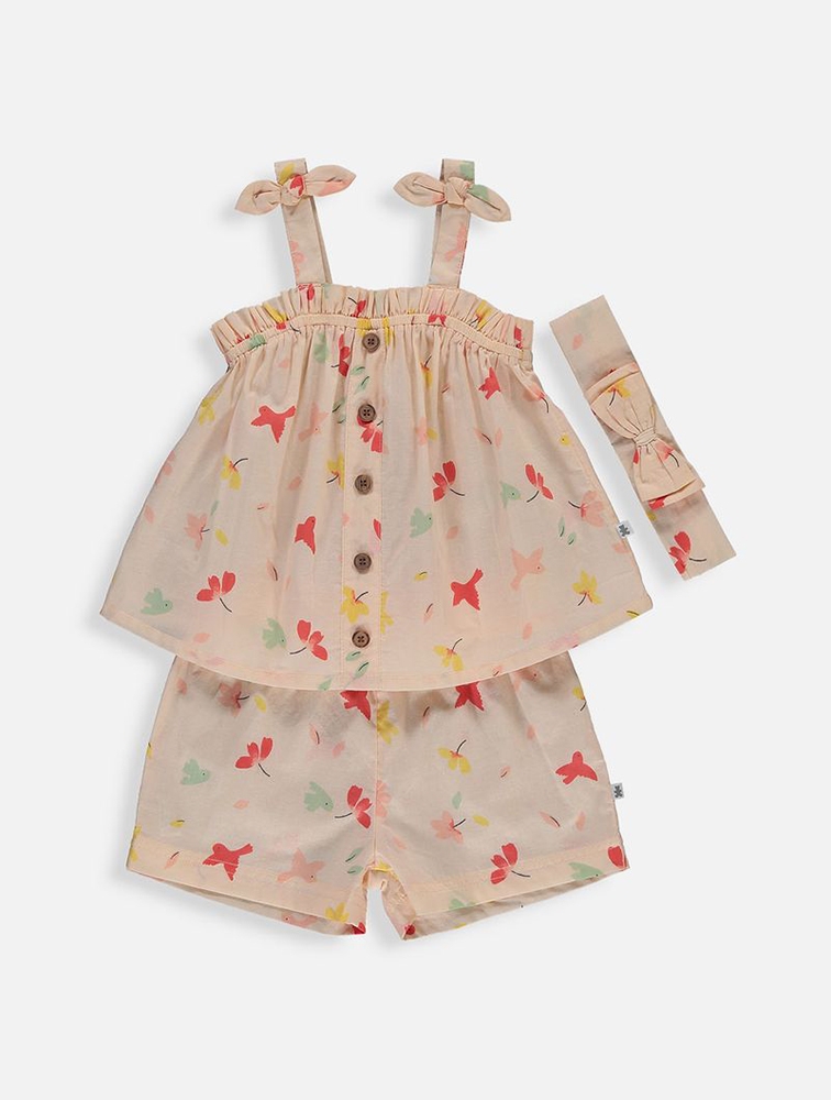 MyRunway | Shop Wooliesbabes Infants Peach Floral & Bird Cotton 3 Piece ...