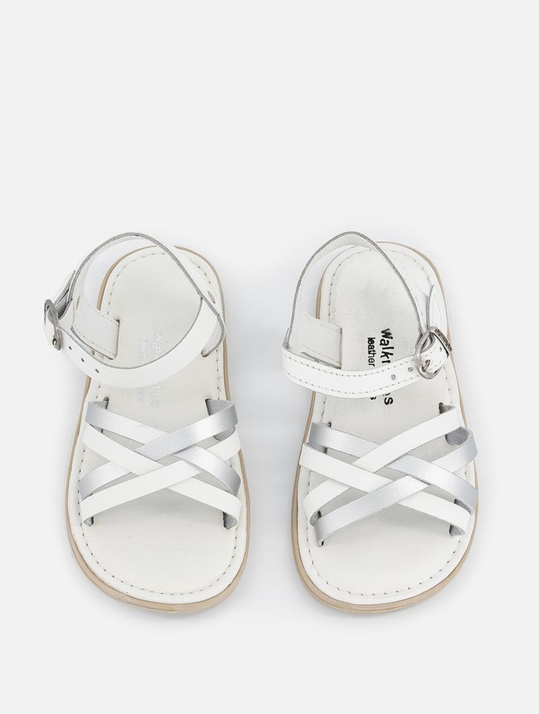 Shop Walkmates Girls White Strappy Leather Sandals for Kids from ...