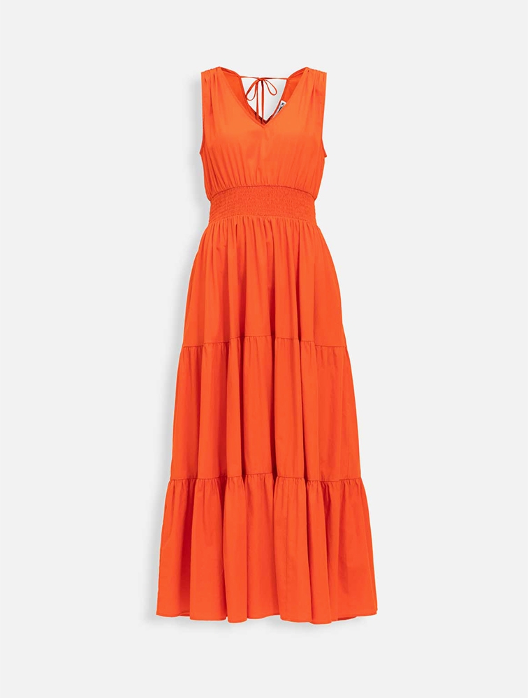 MyRunway | Shop Woolworths Medium Orange Tiered Poplin Maxi Dress for ...