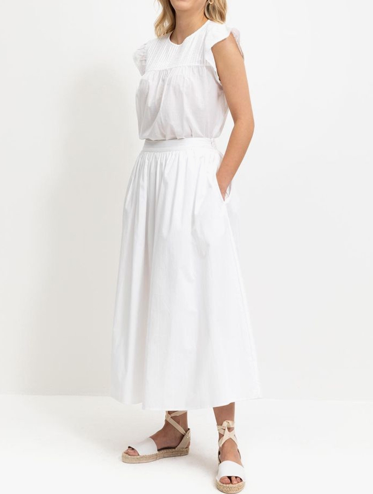 White Shirred Dress - Babydoll Dress - Flutter Sleeve