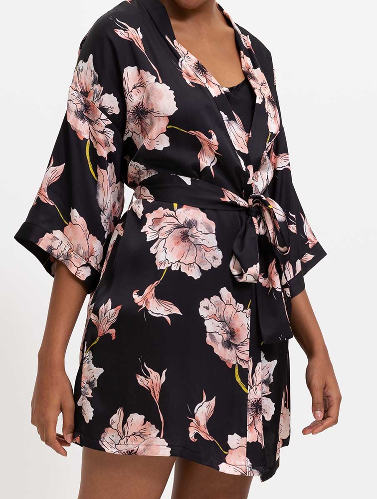 MyRunway | Shop Woolworths Black Floral Satin Gown for Women from ...