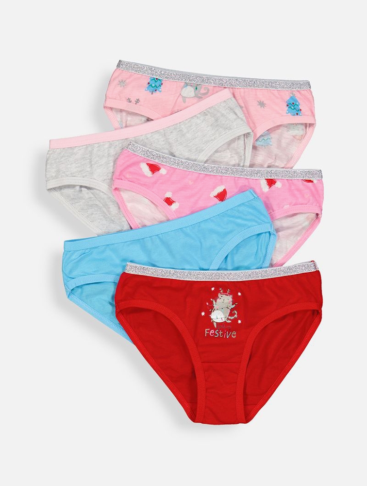 MyRunway  Shop Woolworths Girls Red Kitty Christmas Cotton Bikinis 5 Pack  for Kids from