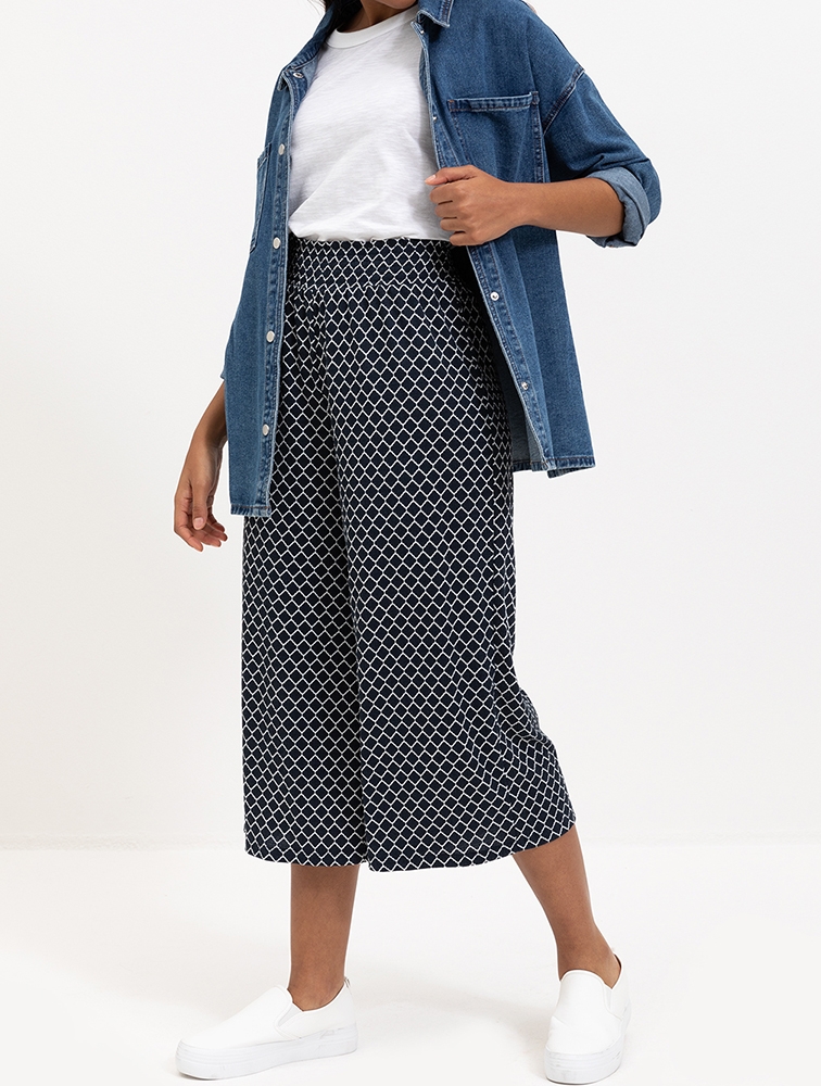 MyRunway | Shop Woolworths Navy Print Cropped Pants for Women from ...