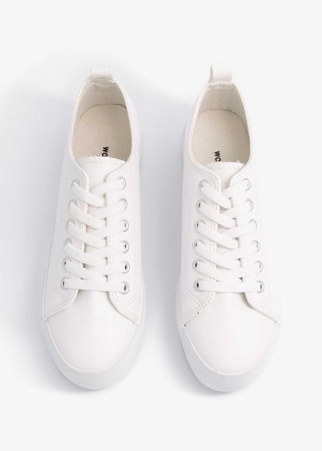 Shop Woolworths White Lace-up Platform Sneakers for Women from MyRunway ...