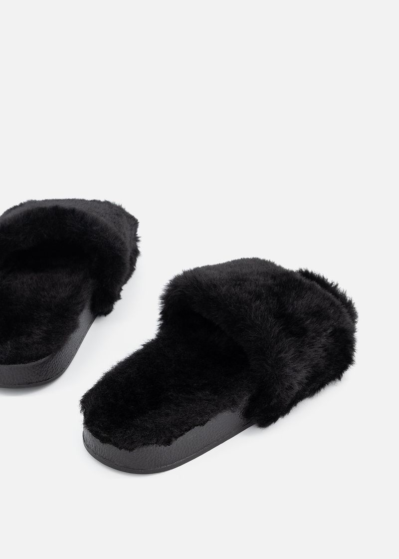 MyRunway | Shop Woolworths Black Platform Fur Slide Slippers for Women ...