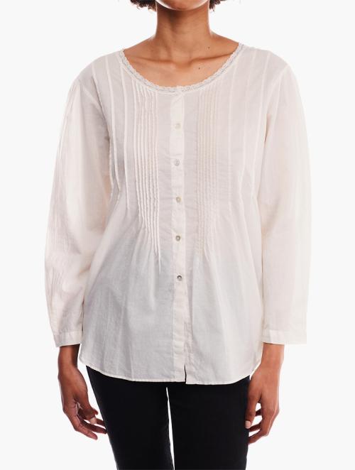 7 for all Mankind White Long Sleeve Button Up Dinty Blouse 