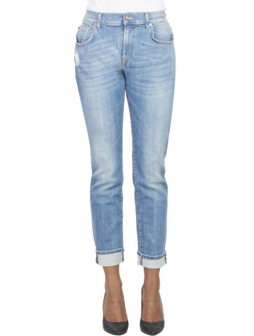 7 for all Mankind Blue Faded Relaxed Skinny Jeans