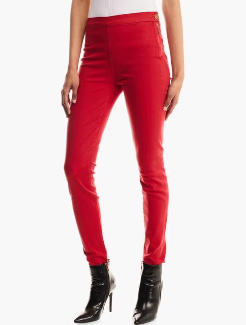7 for all Mankind Red High Waisted Zipped Up Trousers