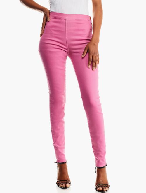 7 for all Mankind Pink High Waisted Zipped Up Trousers