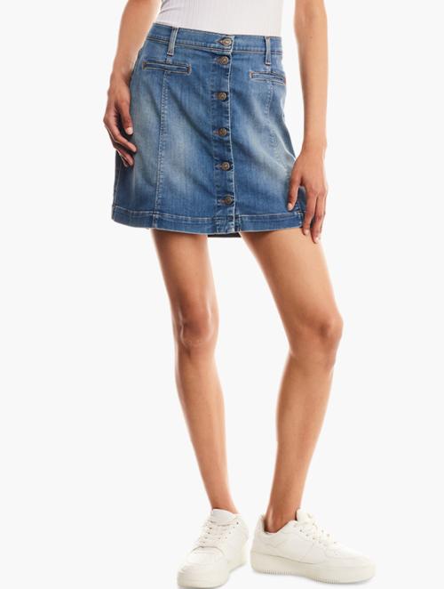7 for all Mankind Light Wash Short Button Up Skirt 