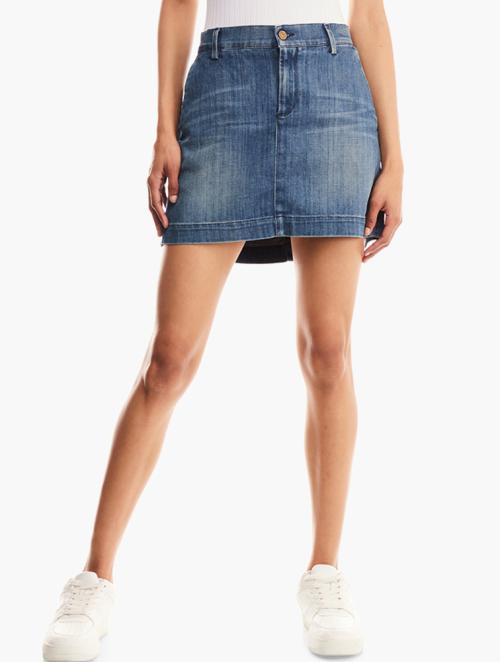 7 for all Mankind Mid Wash Short Button Up Skirt 