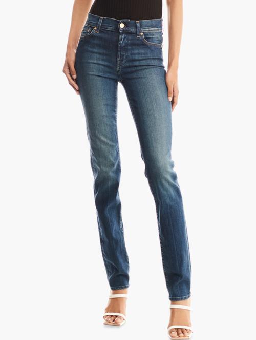 7 for all Mankind Mid Wash High Waisted Full Length Denim Jeans