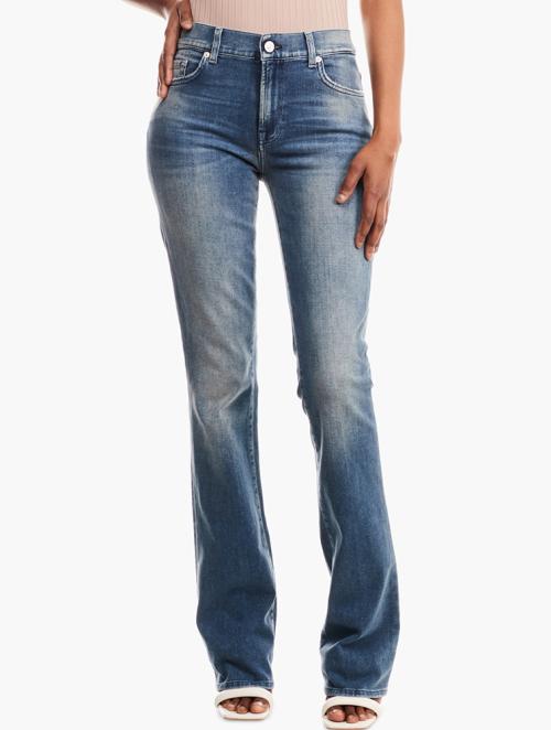 7 for all Mankind Mid Wash High Waisted Full Length Denim Jeans
