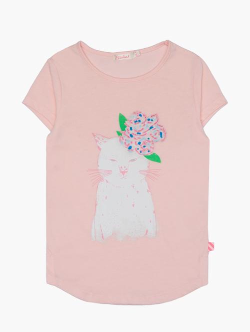 Billi Bush Light Pink Cat Short Sleeve Tee