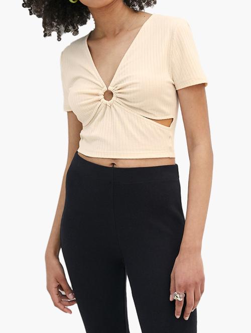 Blake Cut Out Ring Detail Top - Milk