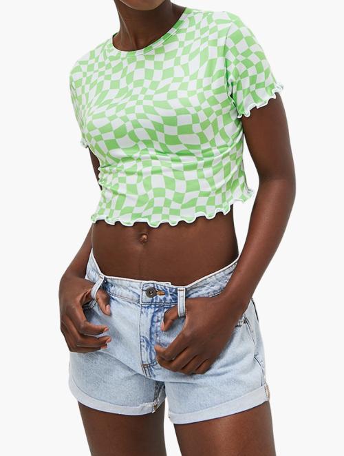 Blake All Over Print Baby Tee - Green Check Print