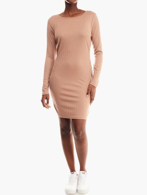 Brave Soul Camel Long Sleeve Mini Dress