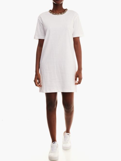 Brave Soul White Animal Print T-shirt Dress