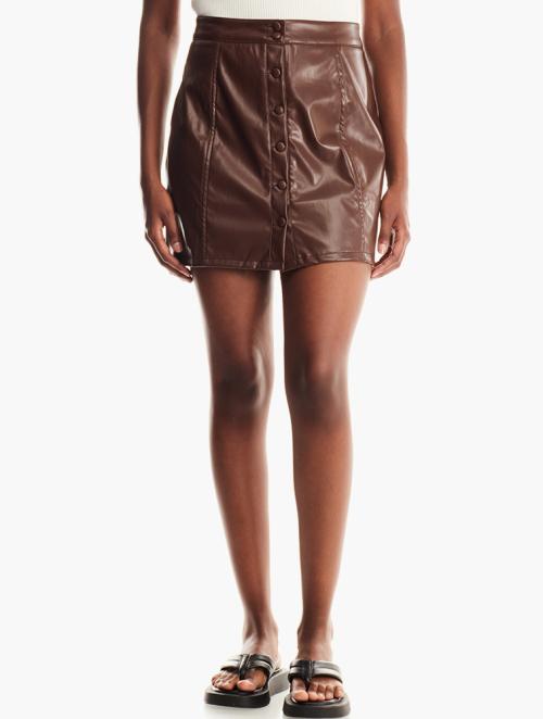 Brave Soul Brown High Waist Mini Skirt